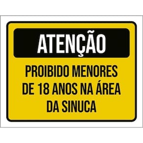 Kit 3 Placas Atenção Proibido Menores 18 Anos Sinuca 36X46