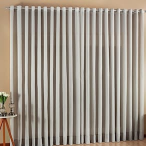 Cortina Sol Voil Gaze De Linho 4,00X2,80 Sala Quarto Prata