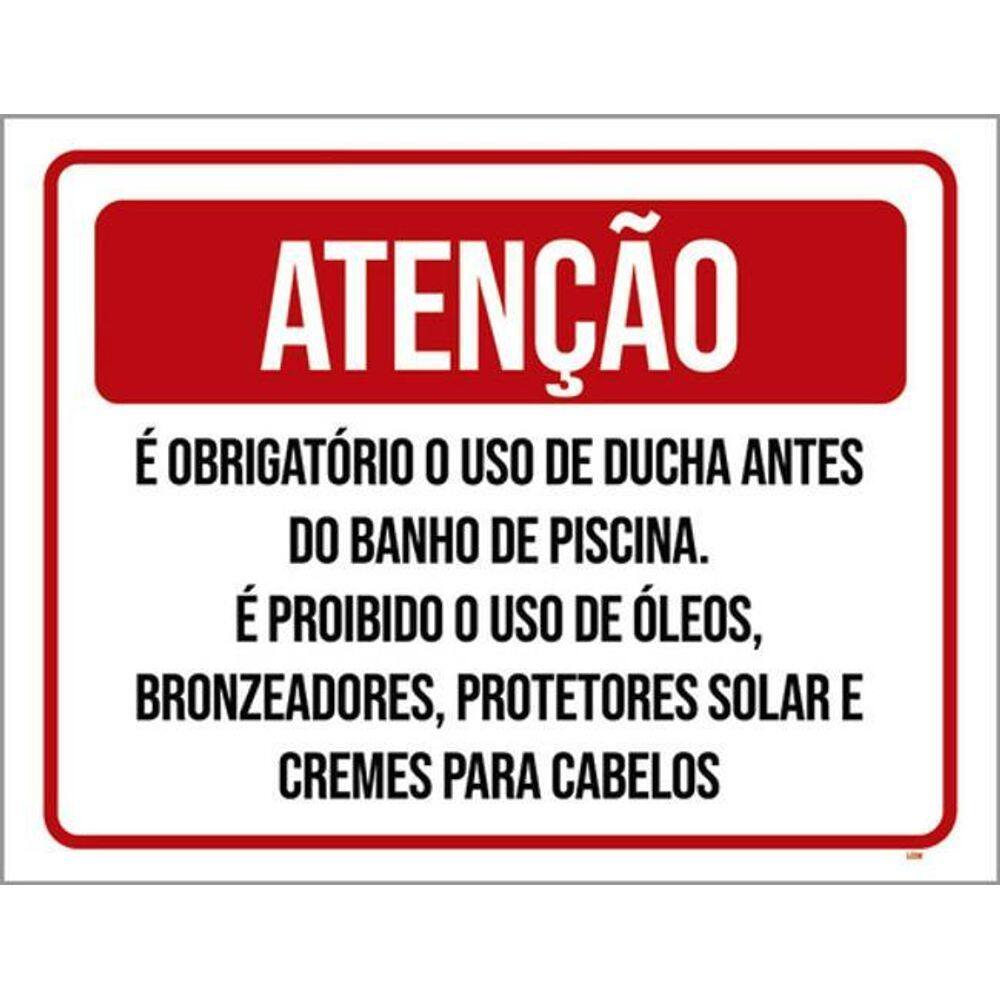 Kit 3 Placa Obrigatório Ducha Piscina Bronzeadores 36X46
