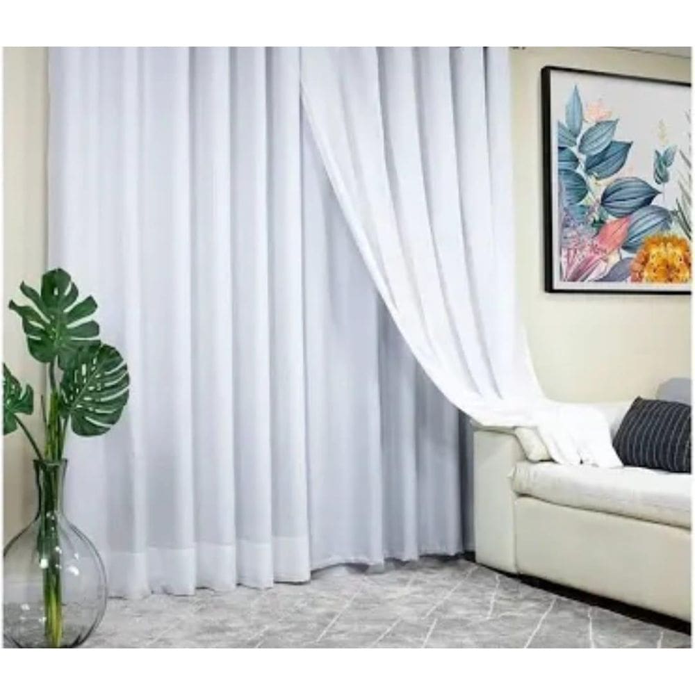 Cortina Trilho Suiço Duplo Forro Com Linho 6.00 X 2.60