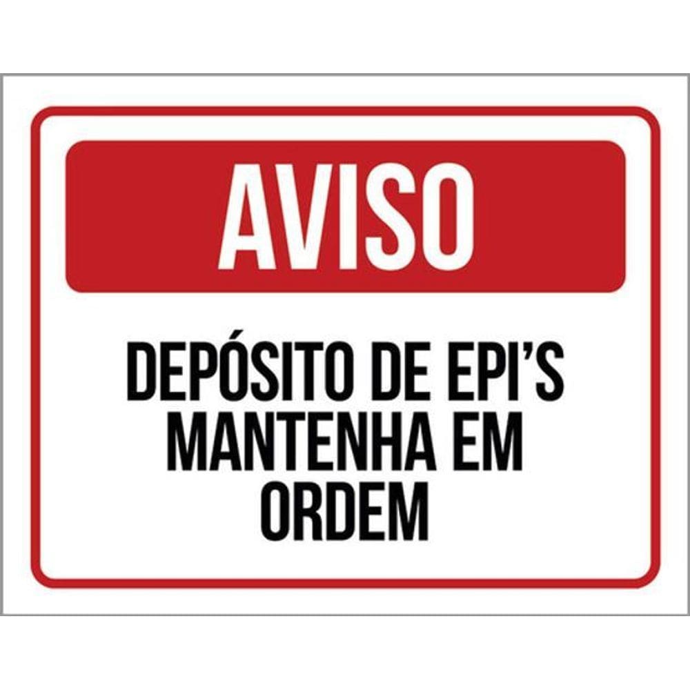 Kit 3 Placa Depósito Epi Mantenha Ordem Vermelho 36X46