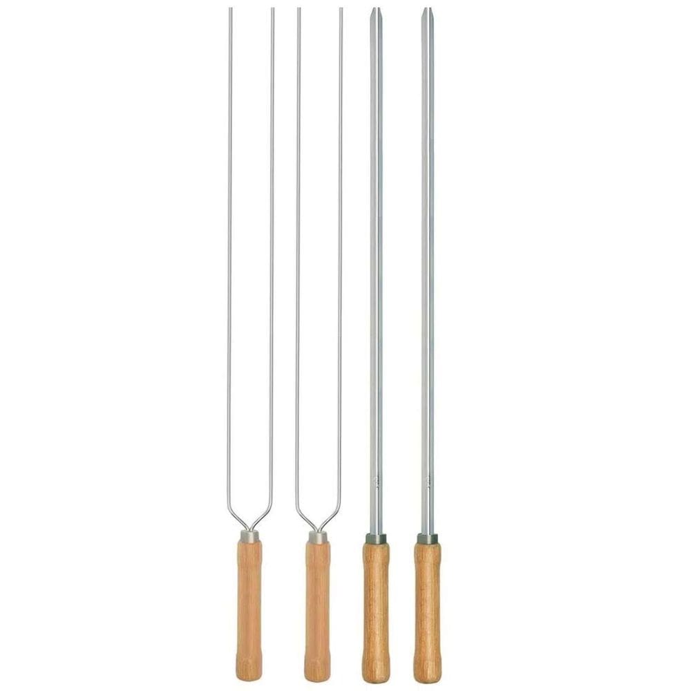 Kit Preparo Churrasco 4Pcs Churrasqueira Espetos 65Cm