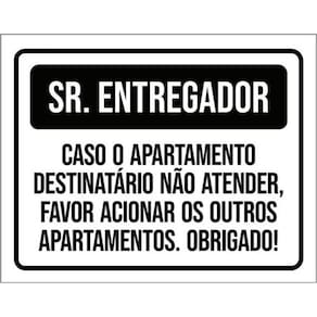 Kit 10 Placas Entregador Apartamento Atender 36X46