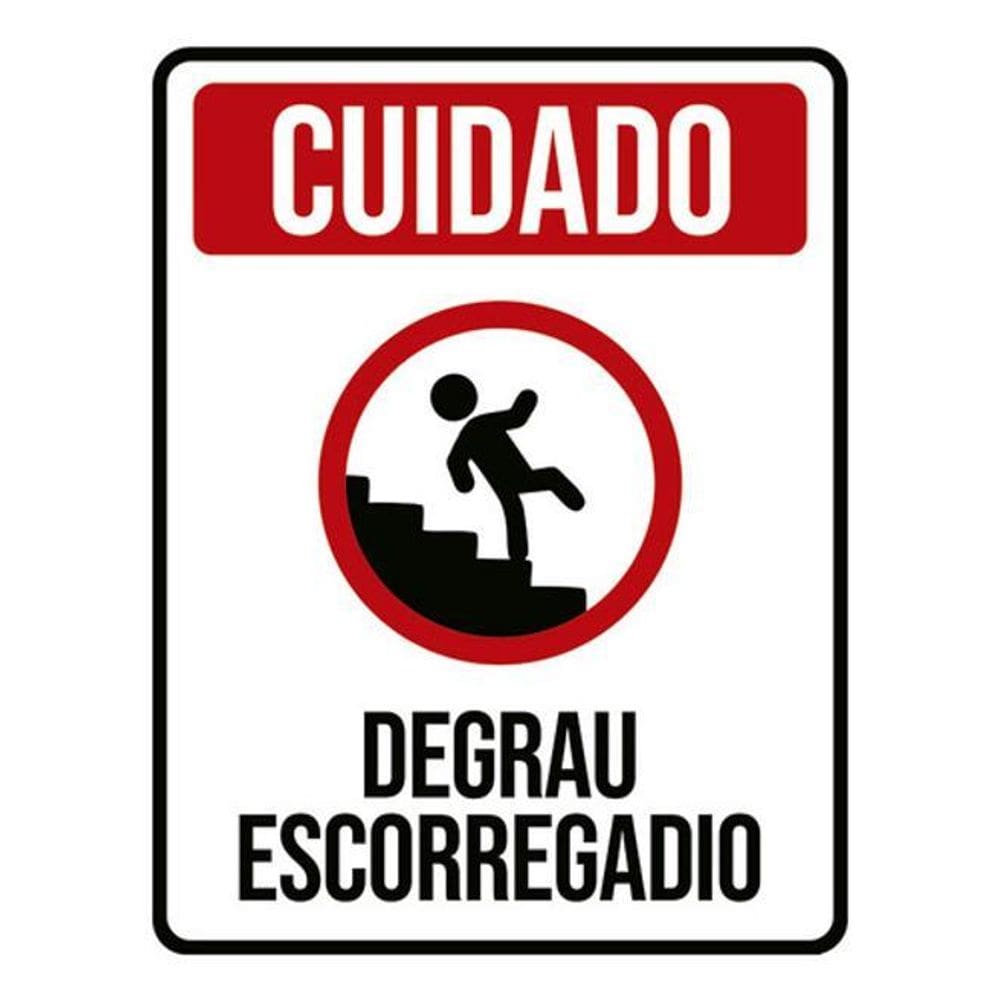 Kit 3 Placas Cuidado Degrau Escorregadio 36X46