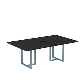 Mesa de Reunião Retangular com Power Box 200x90cm Mr2000p25tub Preto/Azul Dali