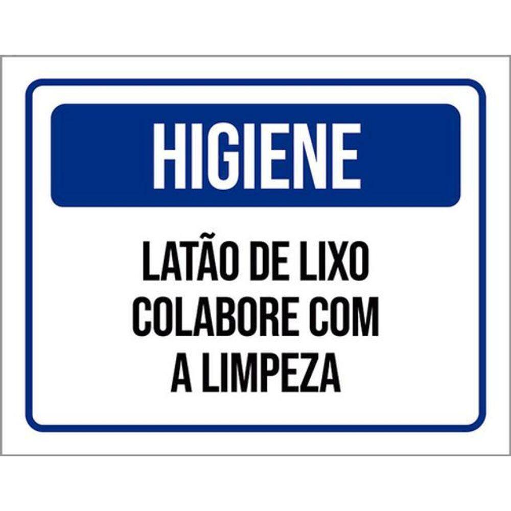Kit 3 Placas Higiene Latão Lixo Colabore Com Limpeza 36X46