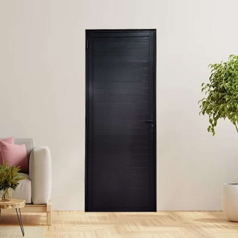 Porta Lambril com Maçaneta Linha 25 210x80 Lado Esquerdo Preto