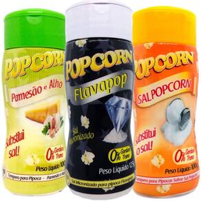 Combo 3 Temperos Pipoca Popcorn Sabores Parmesão E Alho,