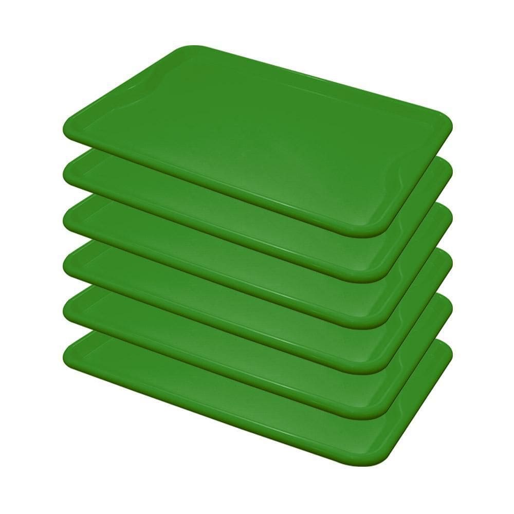 6 Bandejas Refeição Self-Service Verde 48X32,5 Dellaplast