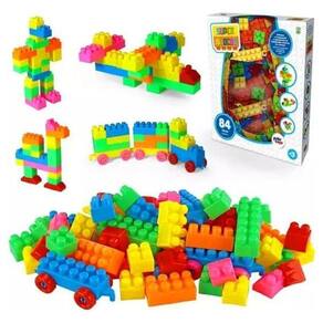 Super Blocos Brinquedo Montar Criativo Educativo 84 Pçs