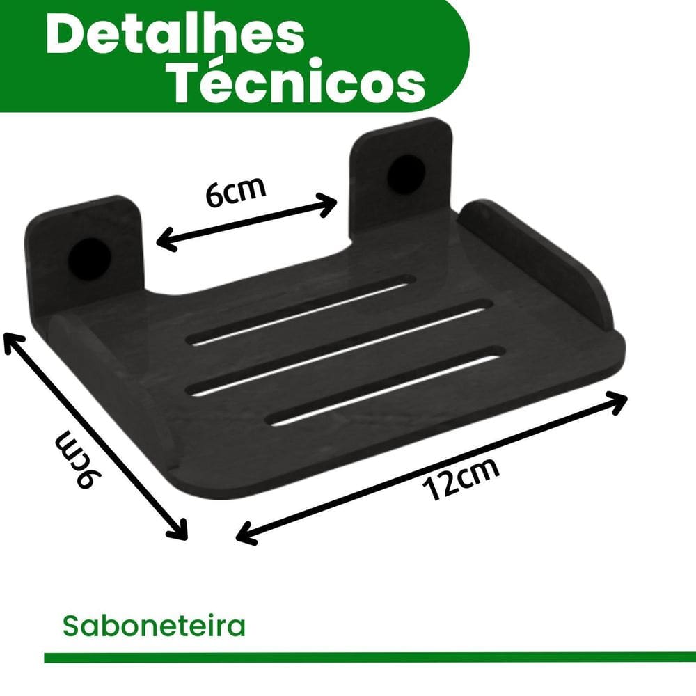 Kit Acessórios Para Banheiro E Lavabos Popular 6 Peças Preto