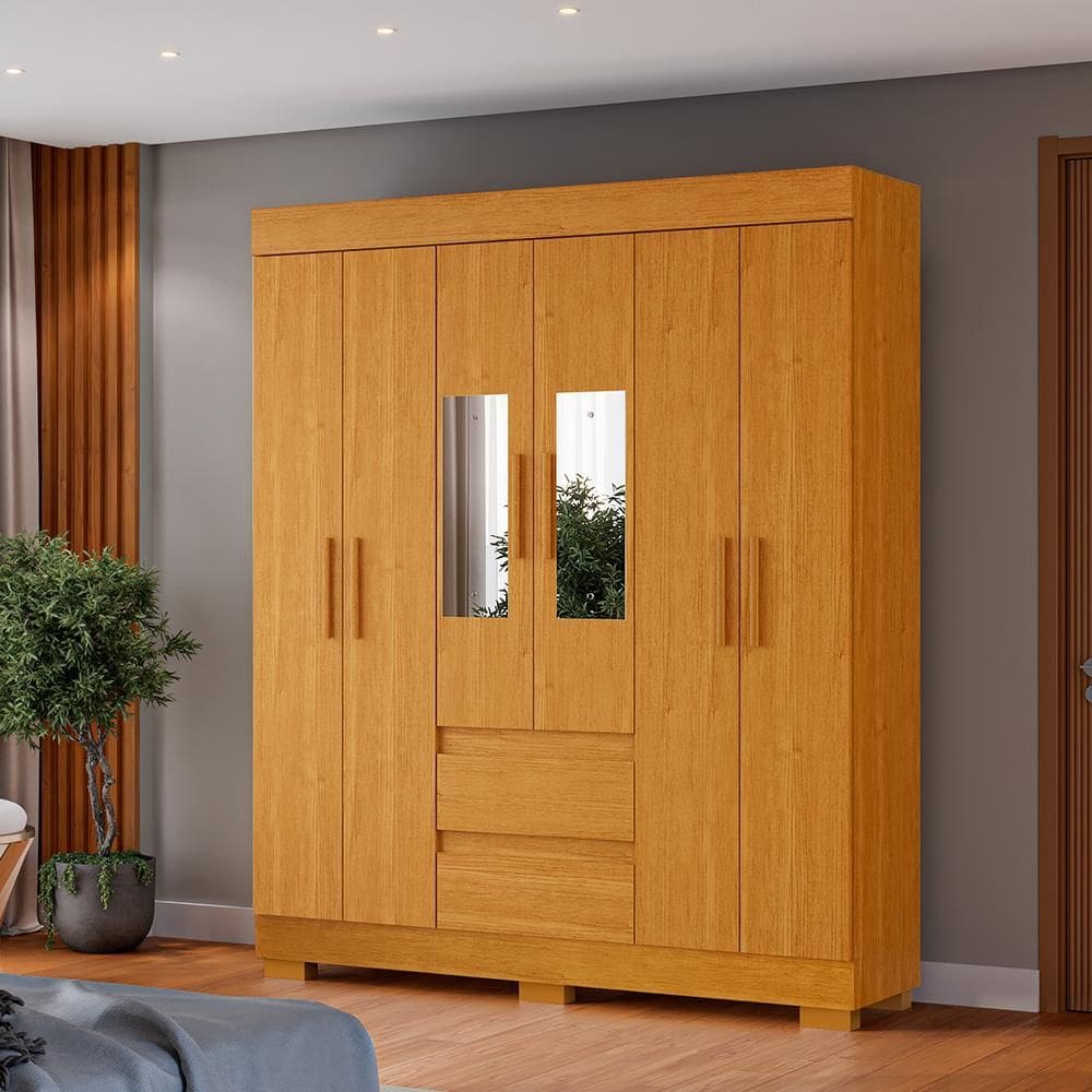 Guarda-Roupa De Casal Argentina Com Espelho 6 Portas Linhamobília