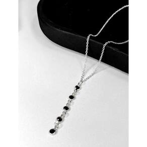 Colar Choker Elo Brilho Cristas Preto Prata 2g - Rayie Acess