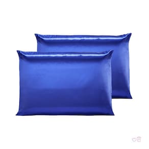Kit 02 Fronhas De Cetim Antifrizz 50X70 Cabelo Azul Royal