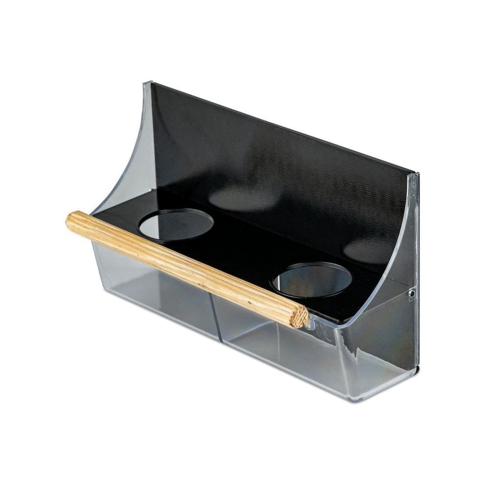 Comedouro Muro Alto C/Poleiro Preto E Cristal Injetfour