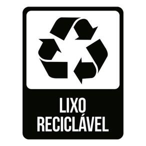 Kit 3 Placas Lixo Reciclável Preta 36X46