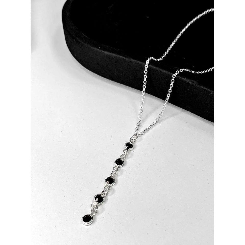 Colar Choker Elo Brilho Cristas Preto Prata 2g - Rayie Acess