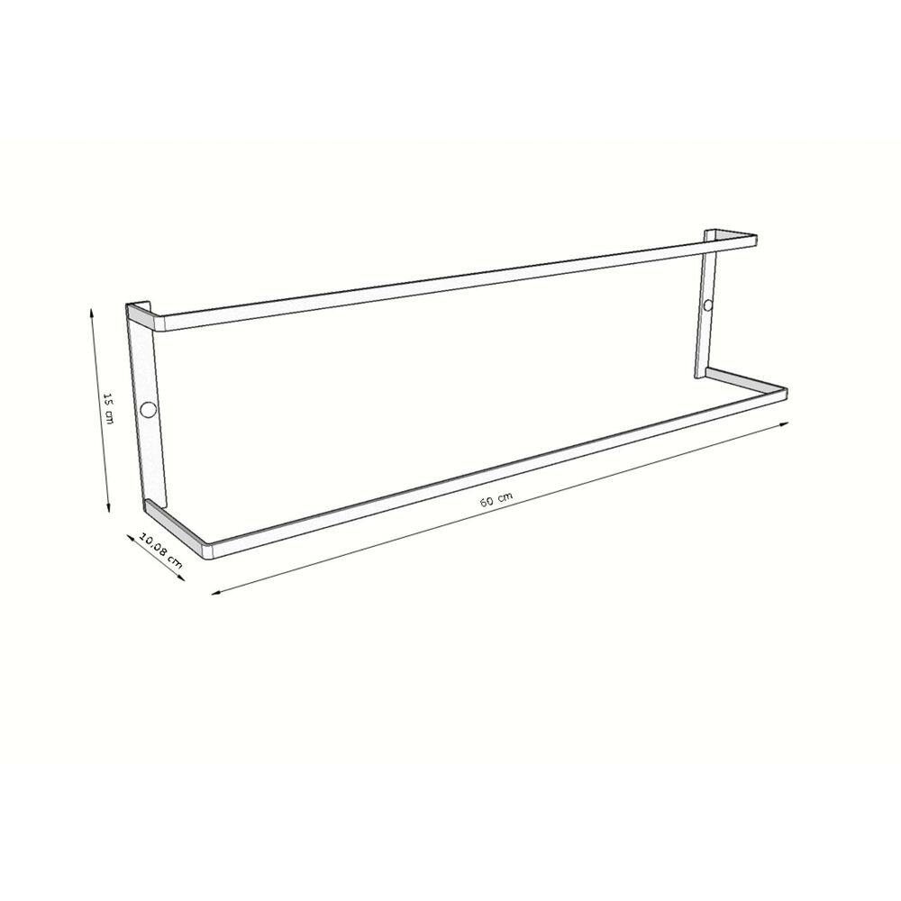 Toalheiro Banheiro Porta Toalha Banho 60Cm Preto Fosco