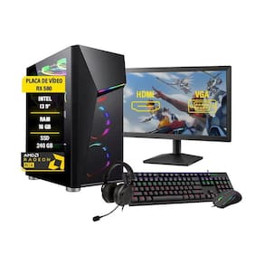 Pc Gamer Completo I3 9 16Gb Rx 580 8Gb Ssd 240 1Tb+ Monitor