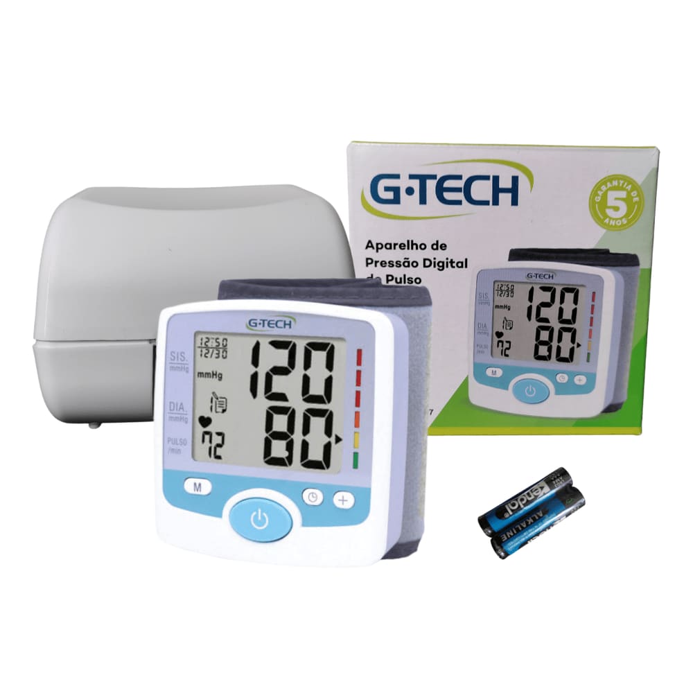 Aparelho Medidor De Pressão Arterial GP200 G-Tech Com Estojo e Pilhas