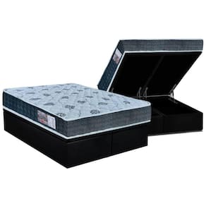 Cama Box Baú Queen: Colchão Espuma Orthoflex D45 / EP Cecina + Base CRC Suede Black(158x198)