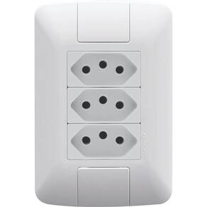 Conjunto 4x2 com 3 Tomadas 2P+T 10 A 250 V Tramontina Liz Branco