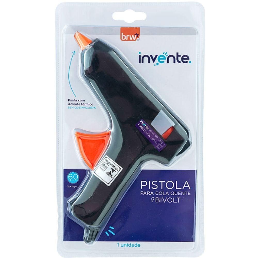 Pistola Para Cola Quente Grande Bivolt 15w Pi4001 Invente Brw