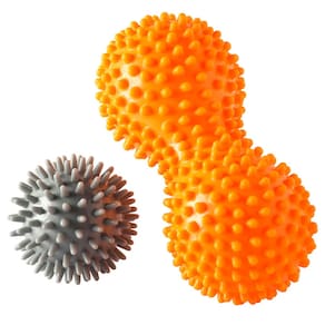 Kit 2 Massageadores Rolo e Bola Relaxa Diversas Áreas do Corpo Mãos Pés Pescoço Vollo