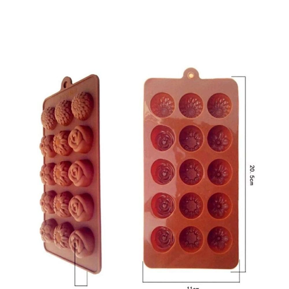 Forma Silicone 4 Flores Yazi - 2 unid., Marrom - 20 cm