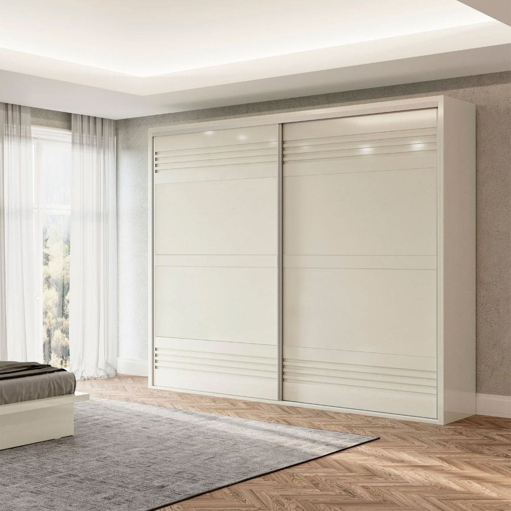 Guarda Roupa Casal com Porta de Correr 267x238cm Off White Dalla Costa