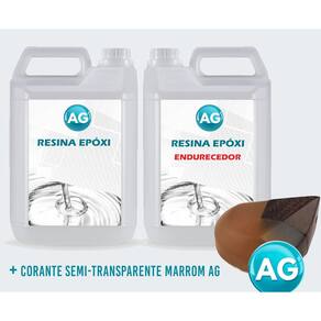 Resinas Epóxi 1Kg + Corante Semi-Transparente Marrom Media E