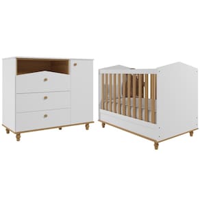 Quarto Bebê Completo Berço Americano 3 em 1 Cômoda 1 Porta 100% MDF