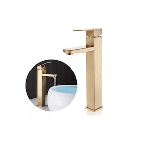 Torneira Banheiro Lavabo Monocomando Bica Alta Metal Aço Inox Dourada Brinovar