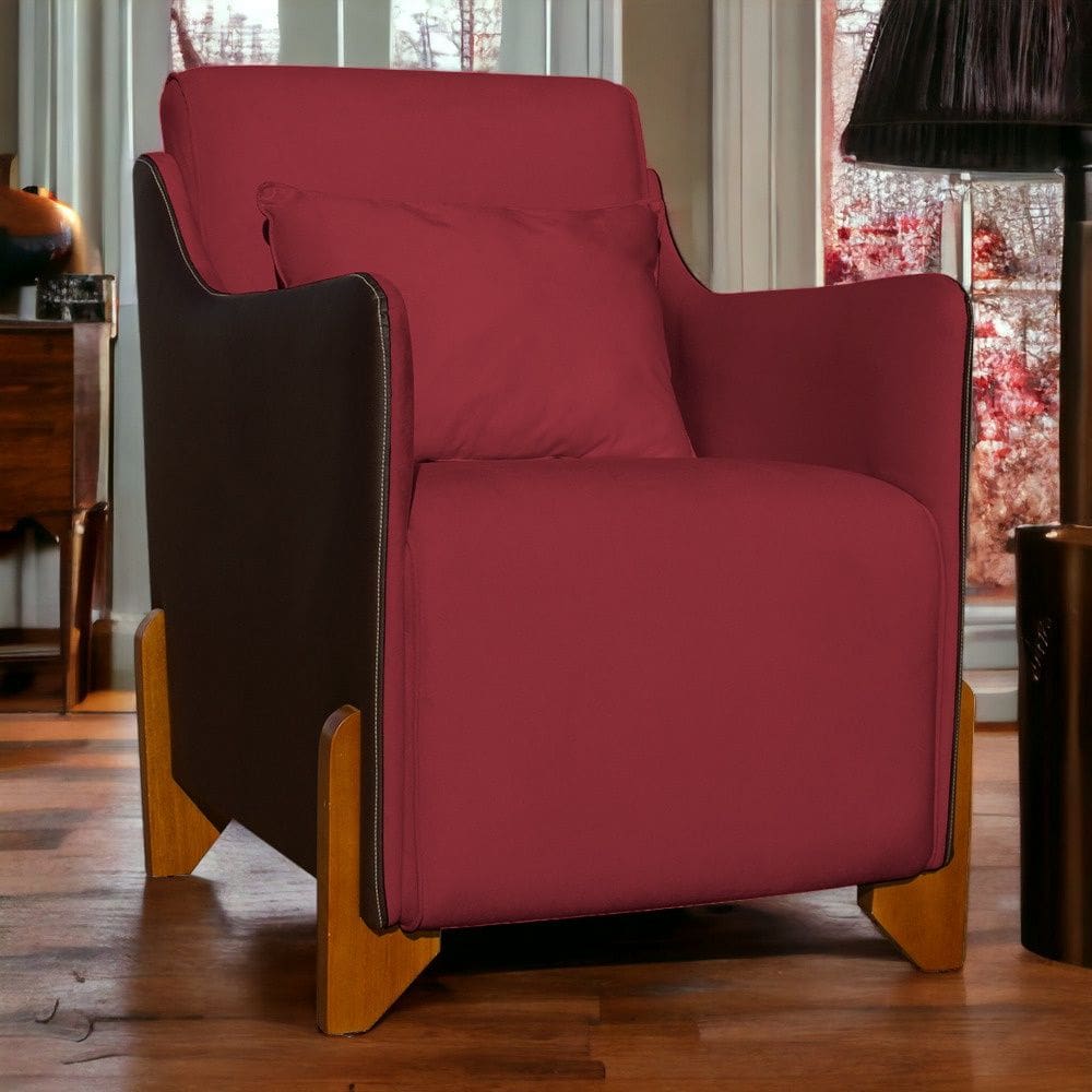 Poltrona Decorativa Heloisa Veludo Vermelho/Corano Marrom - Londrilar