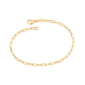 Pulseira Masculina Rommanel Elo Cadeado Oval Folheada Ouro