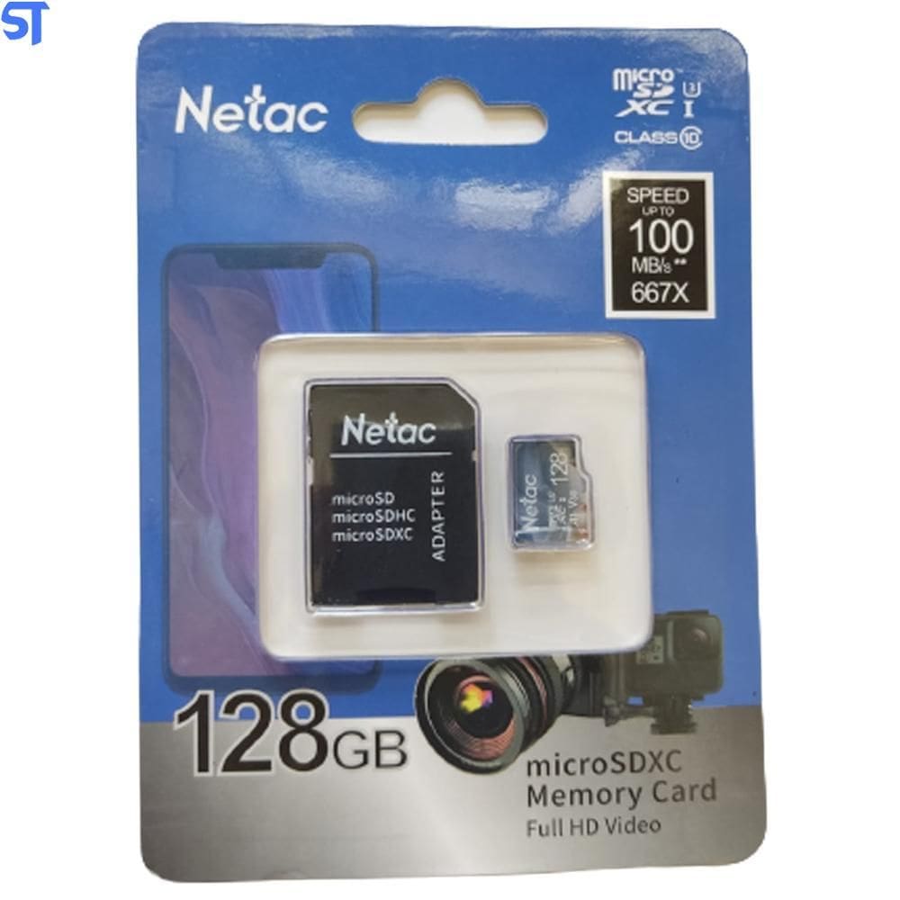 Cartão De Memória De 128Gb+ Adapt 100Mb De Leitura - Netac