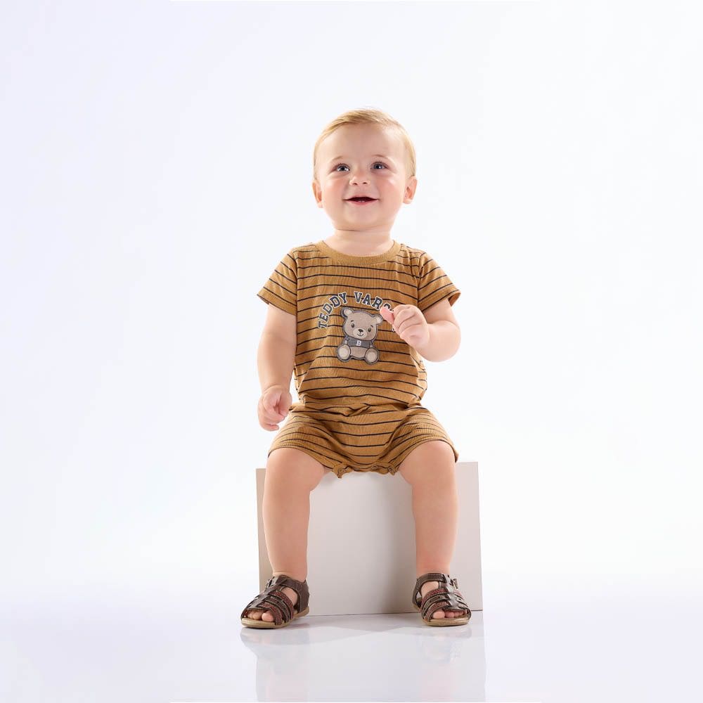 Macacao Bebê Menino - Listrado Caramelo - 50560-1317