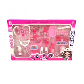 Brinquedo Kit Médico Infantil Pequena Doutora Rosa 10 Peças