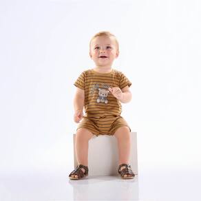 Macacao Bebê Menino - Listrado Caramelo - 50560-1317