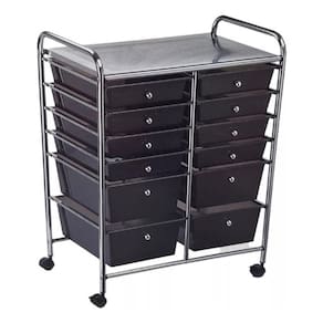 Carrinho Organizador Multiuso Black Cromado - 12 Gavetas