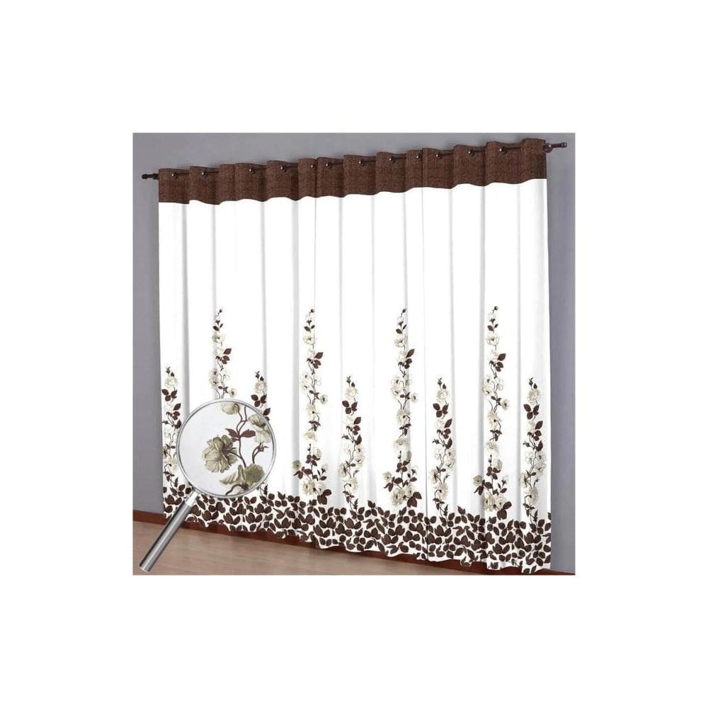 Cortina para Varão Donna 300x240 cm Luxo Valência Marrom e Bege