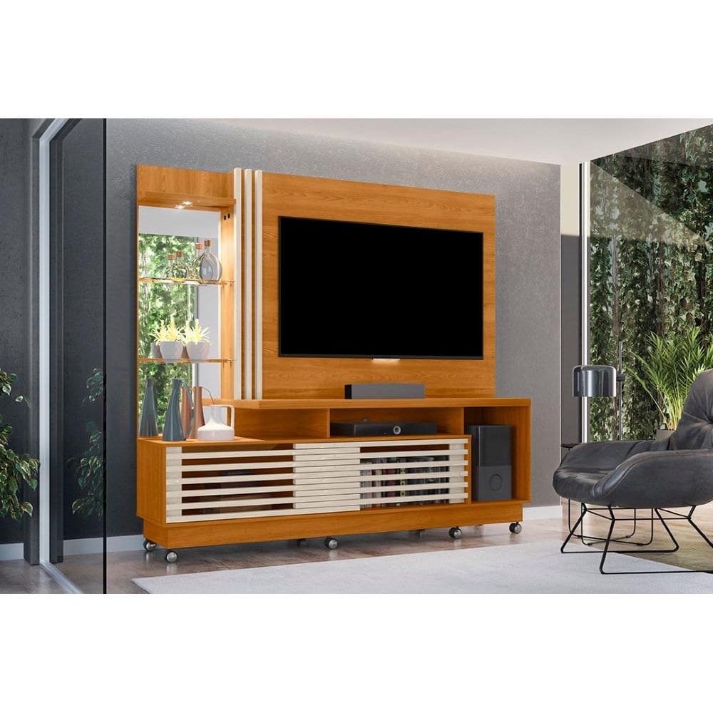 Rack Frizz Plus para TV de até 60 polegadas (COM RODÍZIOS) - Cinamomo / Off White - Madetec