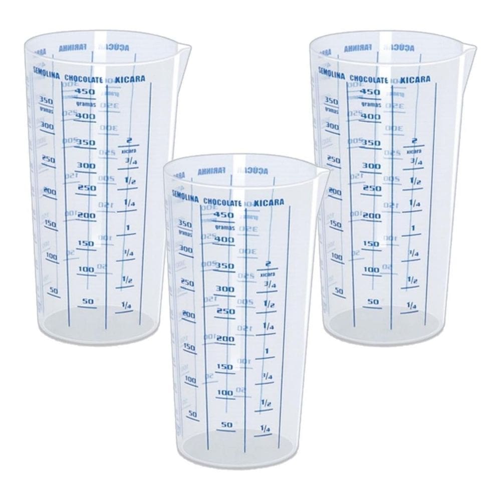 Kit 3 Pçs Copo Graduado 500Ml Gramas Xícara Medidor Receitas