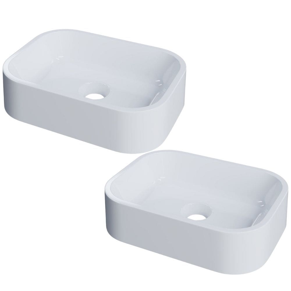Kit 02 Cubas de Apoio Retangular Para Banheiro Lavabo C01 BR37W Branco - Lyam