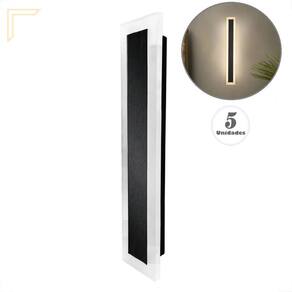 Kit 5 Arandela Preta Externa Borda Luminosa 40 Cm Sala Led