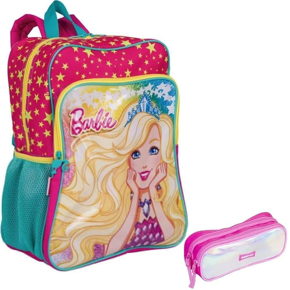 Kit Mochila Infantil Escolar Barbie Princesa Costas G Estojo