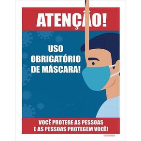 Kit 3 Placas Atenção Uso Obrigatório De Máscara 36X46
