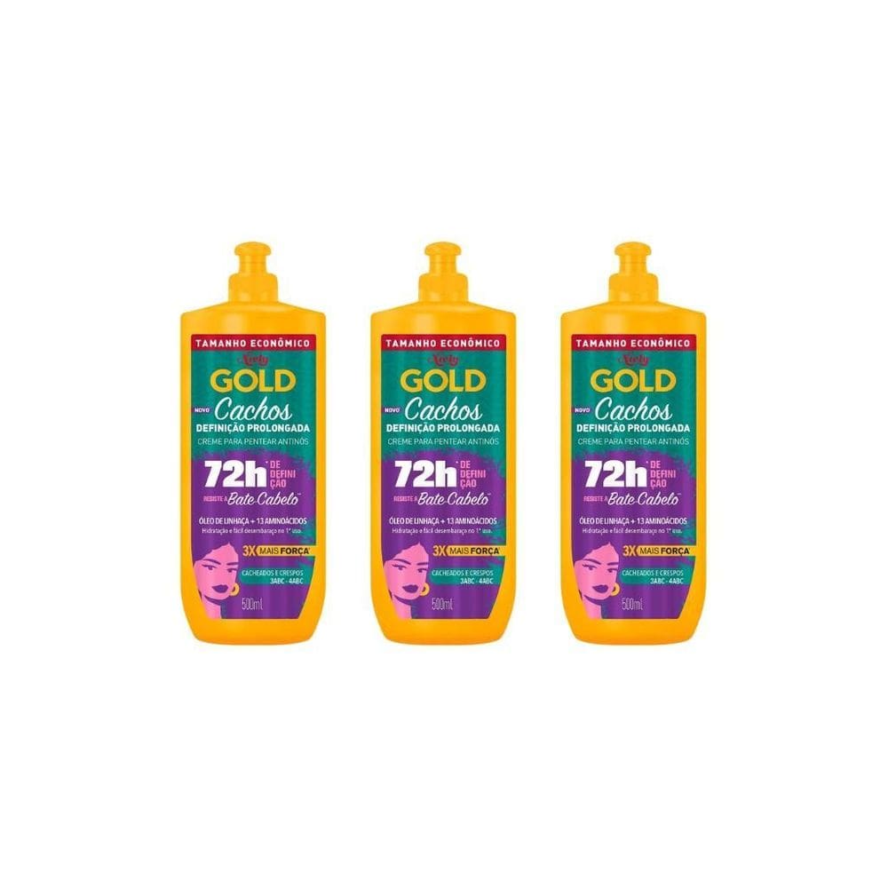 Creme Para Pentear Niely Gold 500Ml Cachos-Kit C/3Un