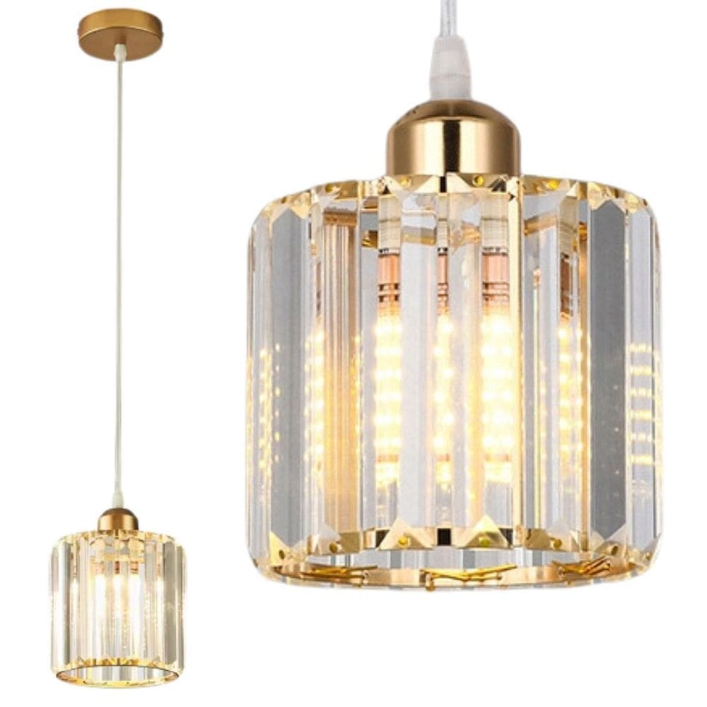 Luminária Lustre Pendente Teto 13Cm Cristal Metal Gimpo