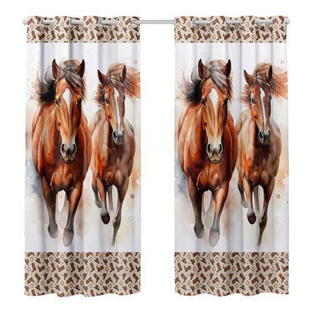 Cortina 2,80 Larg. X 2,20 Alt. Decorativa Cavalos